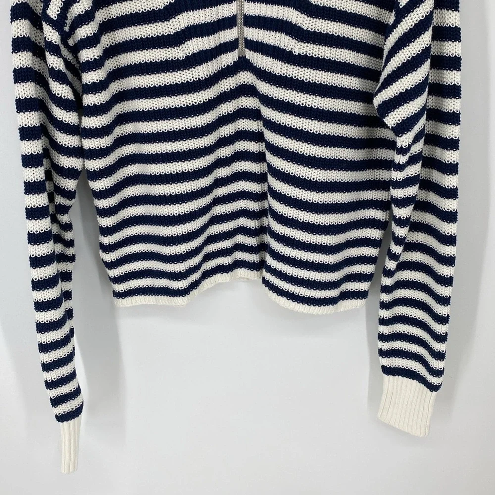 Madewell Ribbed Half-Zip Sweater in Striped NWT Size Small